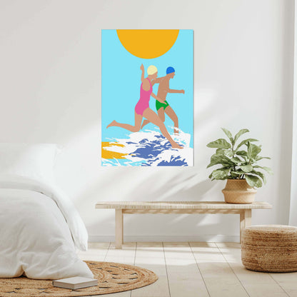 RUNNING SWIMMERS (BLUE) | CANVAS