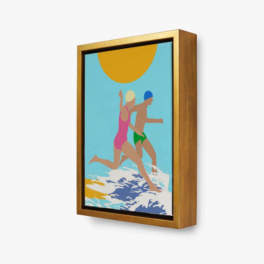 RUNNING SWIMMERS (BLUE) | CANVAS