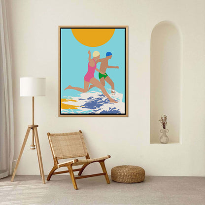 RUNNING SWIMMERS (BLUE) | CANVAS
