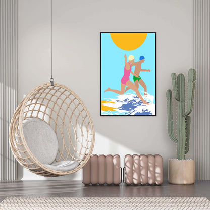RUNNING SWIMMERS (BLUE) | CANVAS