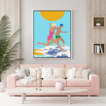 RUNNING SWIMMERS (BLUE) | CANVAS