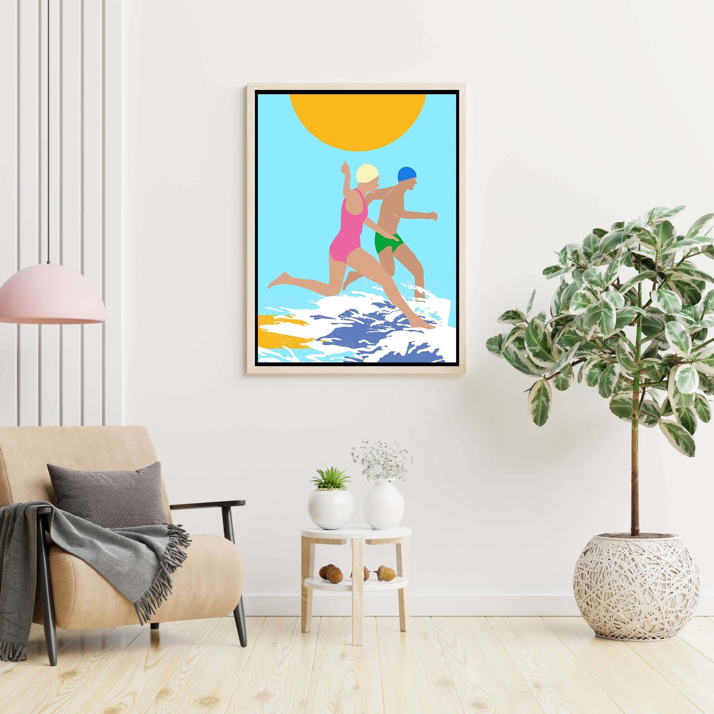 RUNNING SWIMMERS (BLUE) | CANVAS