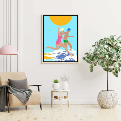 RUNNING SWIMMERS (BLUE) | CANVAS