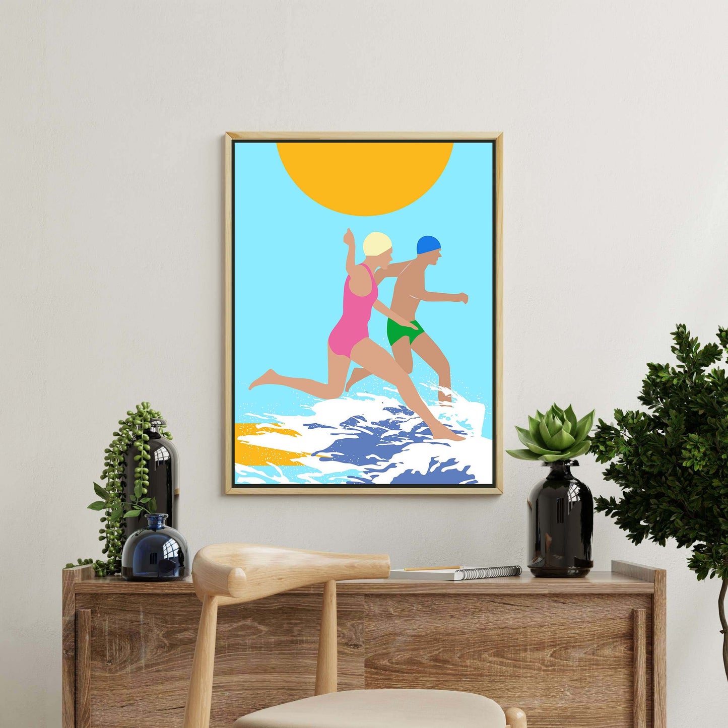 RUNNING SWIMMERS (BLUE) | CANVAS