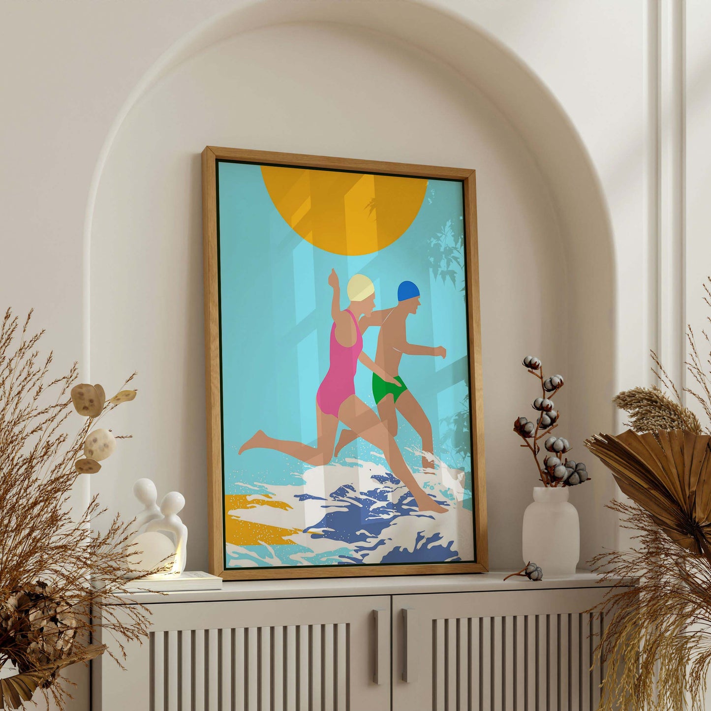 RUNNING SWIMMERS (BLUE) | CANVAS