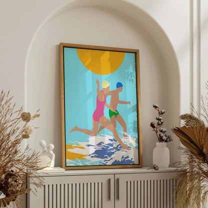RUNNING SWIMMERS (BLUE) | CANVAS