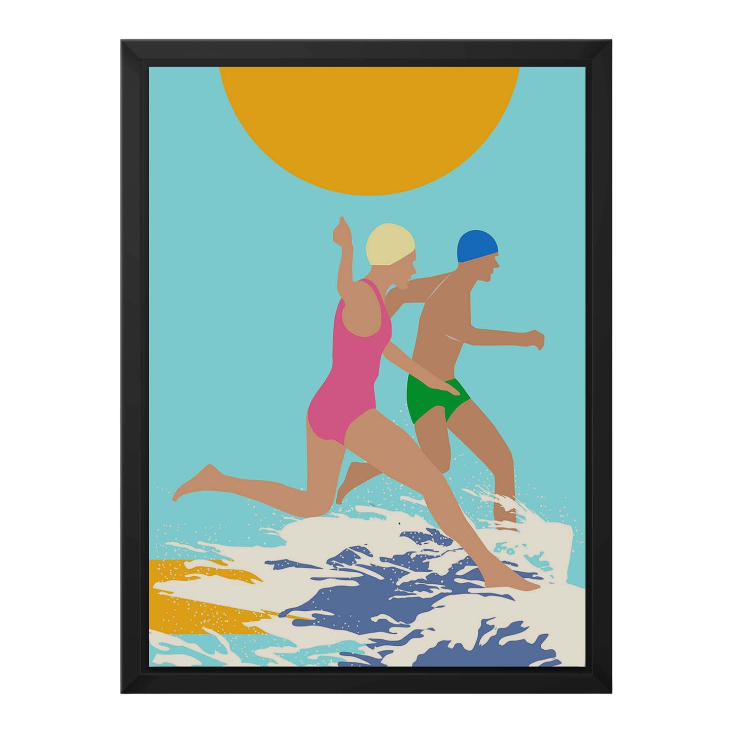 RUNNING SWIMMERS (BLUE) | CANVAS