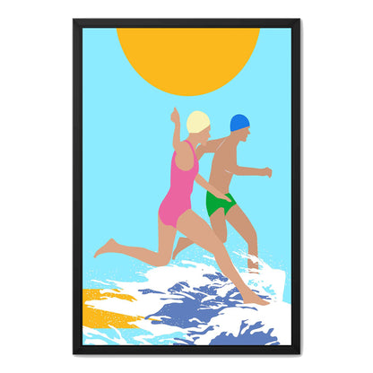 RUNNING SWIMMERS (BLUE) | CANVAS