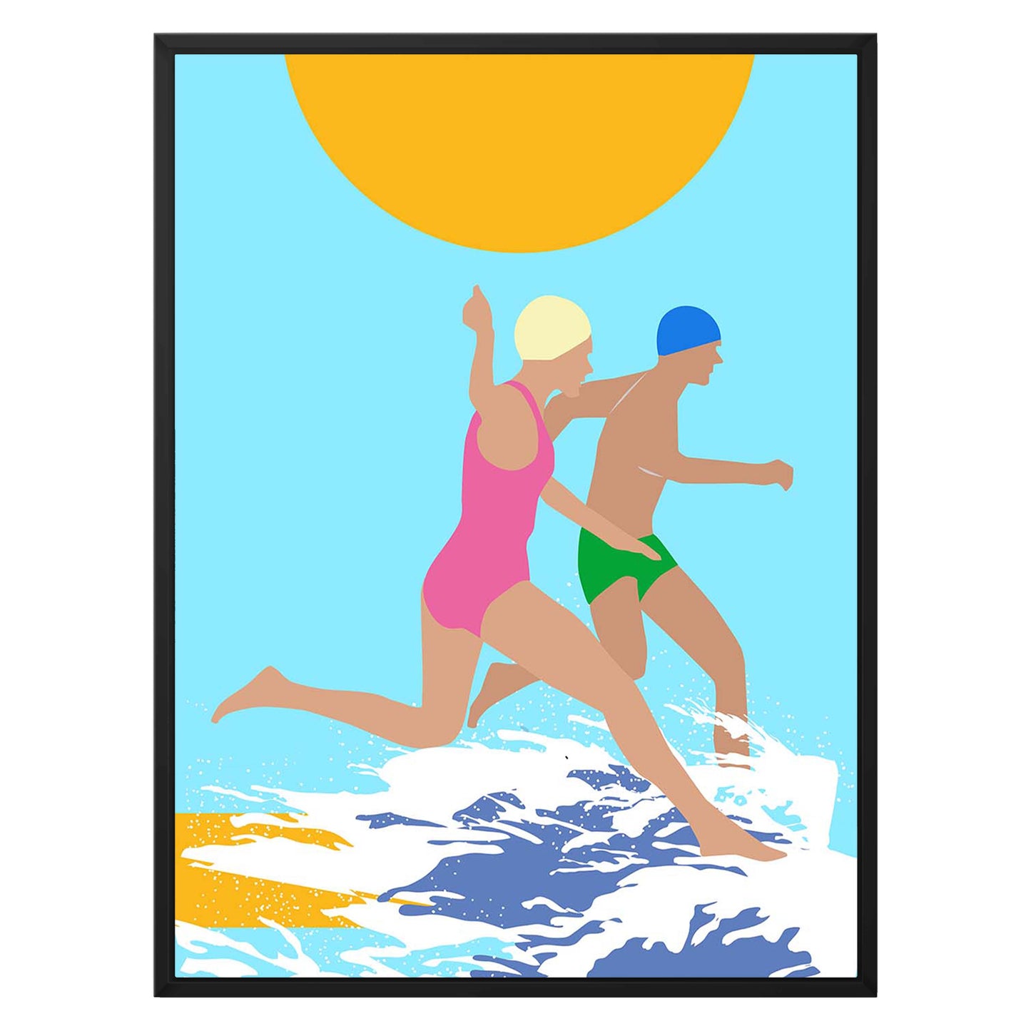RUNNING SWIMMERS (BLUE) | CANVAS