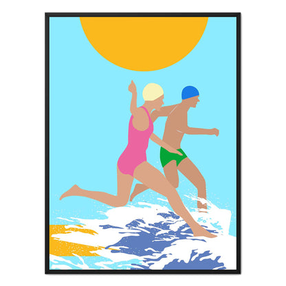 RUNNING SWIMMERS (BLUE) | CANVAS