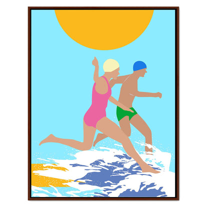 RUNNING SWIMMERS (BLUE) | CANVAS
