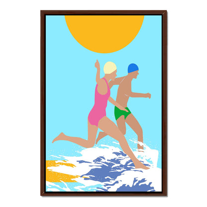RUNNING SWIMMERS (BLUE) | CANVAS