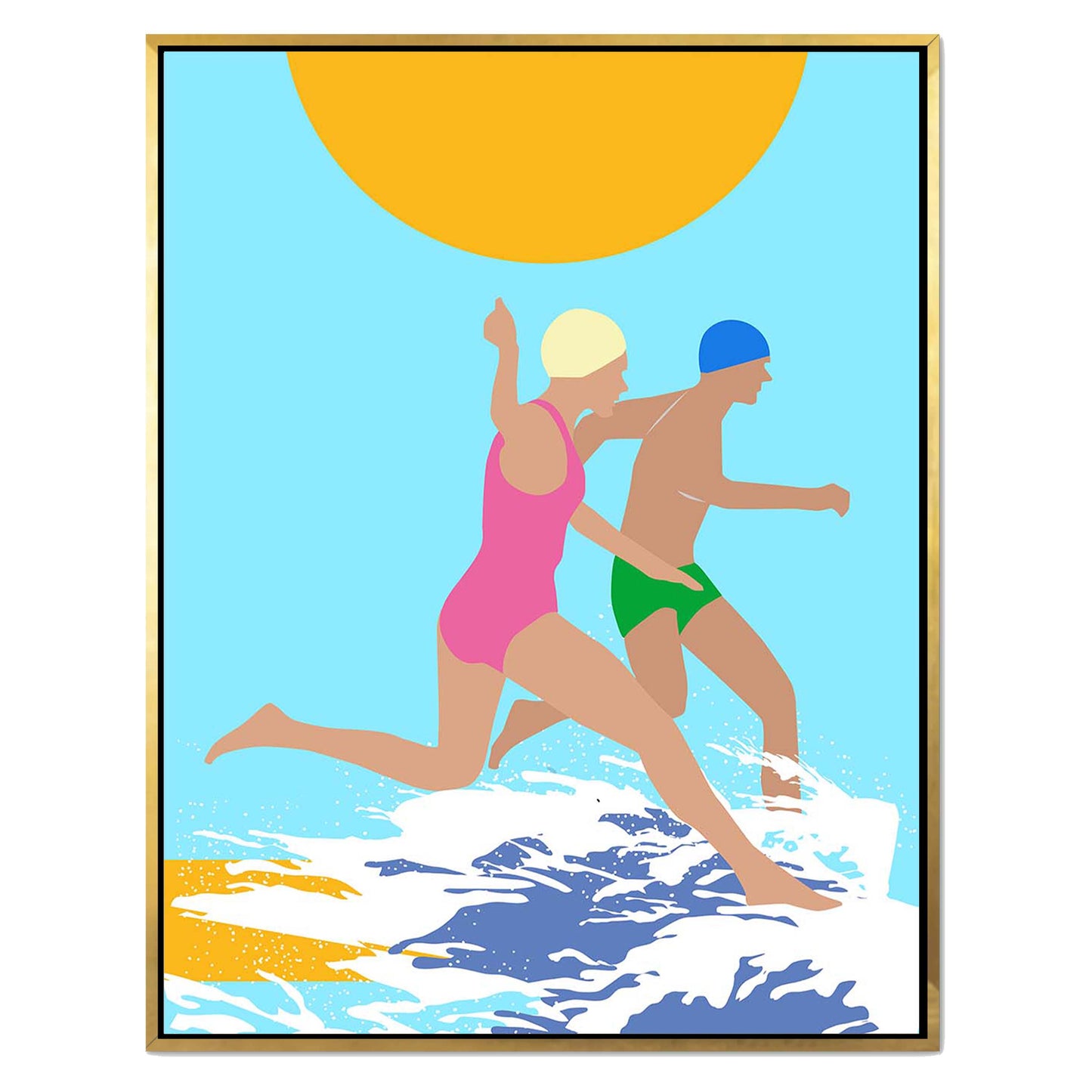 RUNNING SWIMMERS (BLUE) | CANVAS
