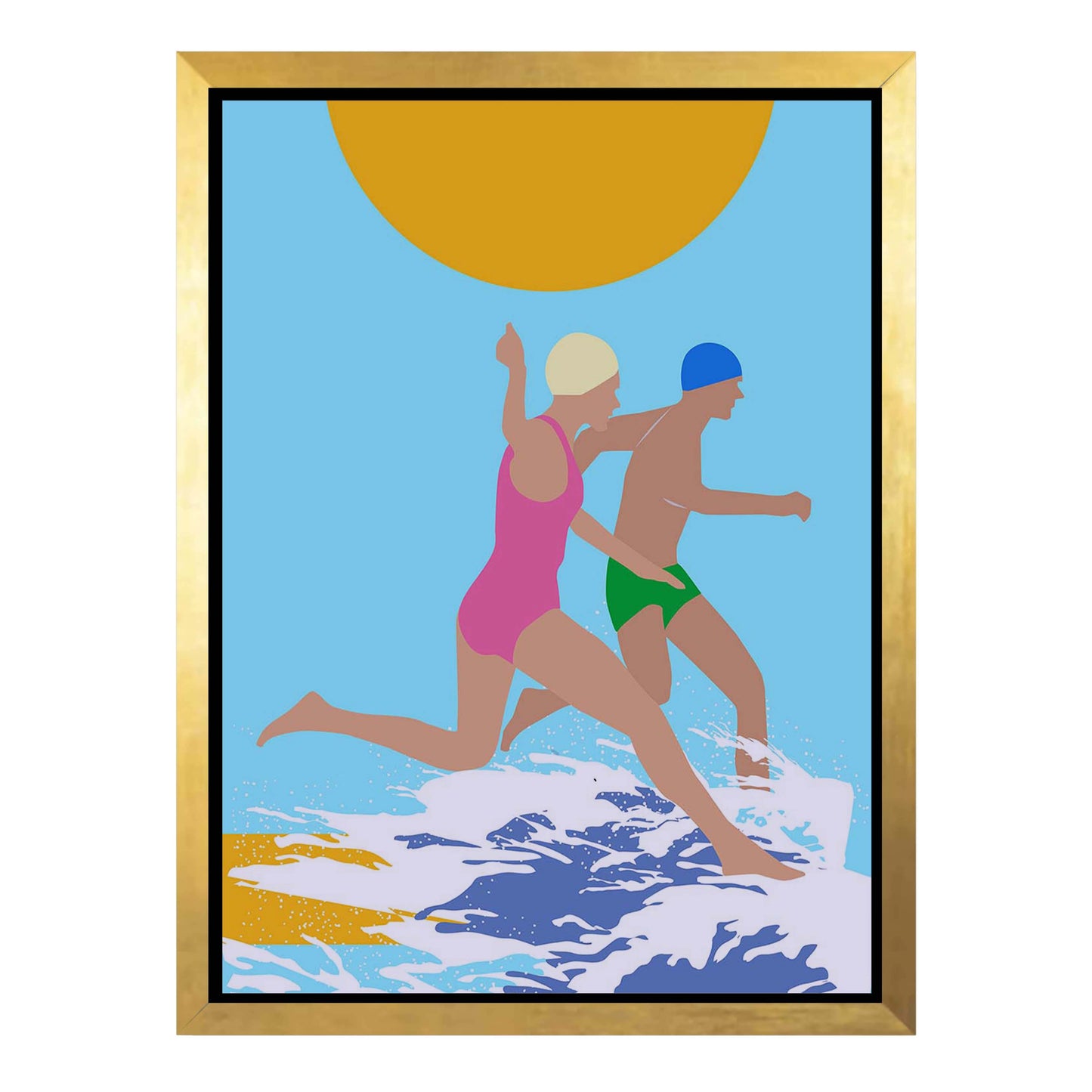RUNNING SWIMMERS (BLUE) | CANVAS