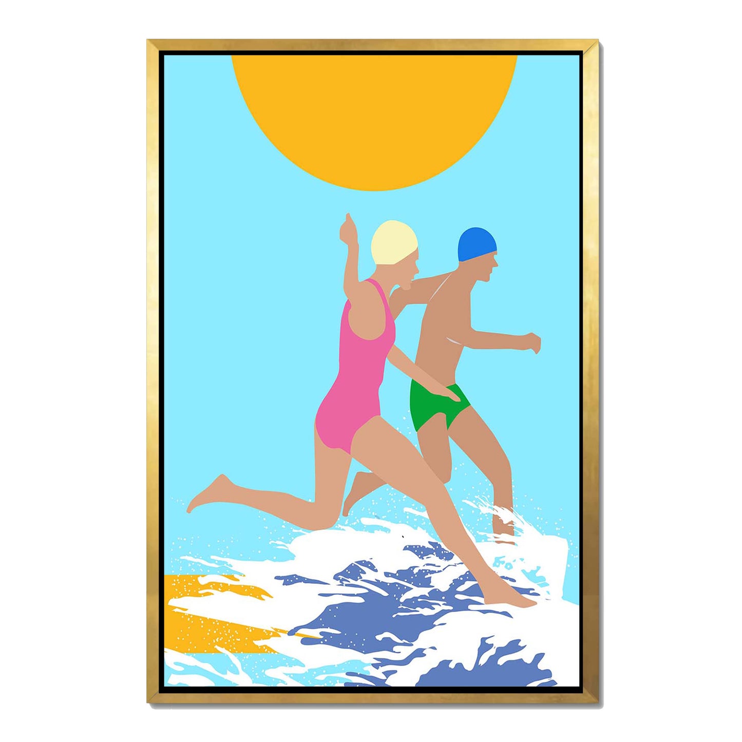 RUNNING SWIMMERS (BLUE) | CANVAS