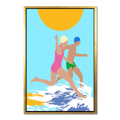RUNNING SWIMMERS (BLUE) | CANVAS