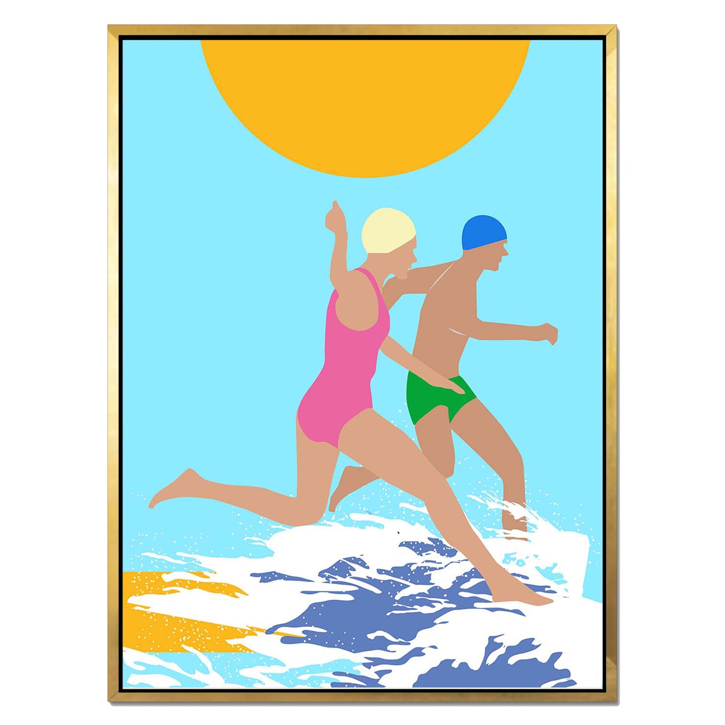 RUNNING SWIMMERS (BLUE) | CANVAS