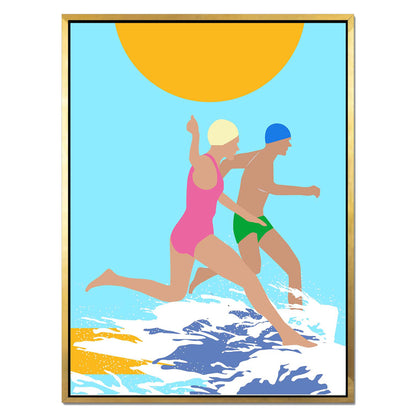 RUNNING SWIMMERS (BLUE) | CANVAS