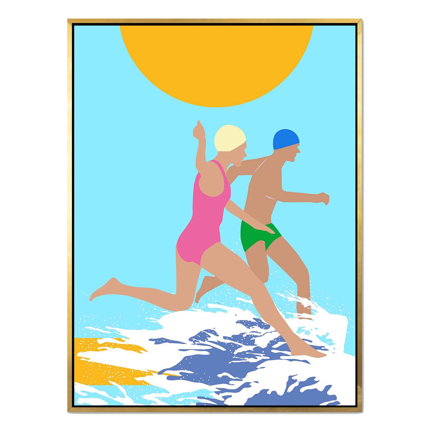 RUNNING SWIMMERS (BLUE) | CANVAS