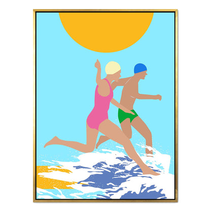 RUNNING SWIMMERS (BLUE) | CANVAS