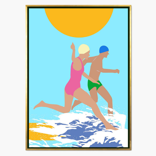 RUNNING SWIMMERS (BLUE) | CANVAS
