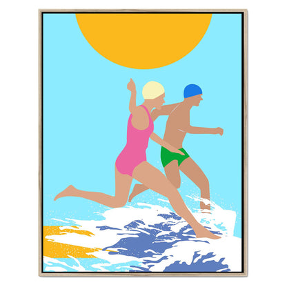 RUNNING SWIMMERS (BLUE) | CANVAS