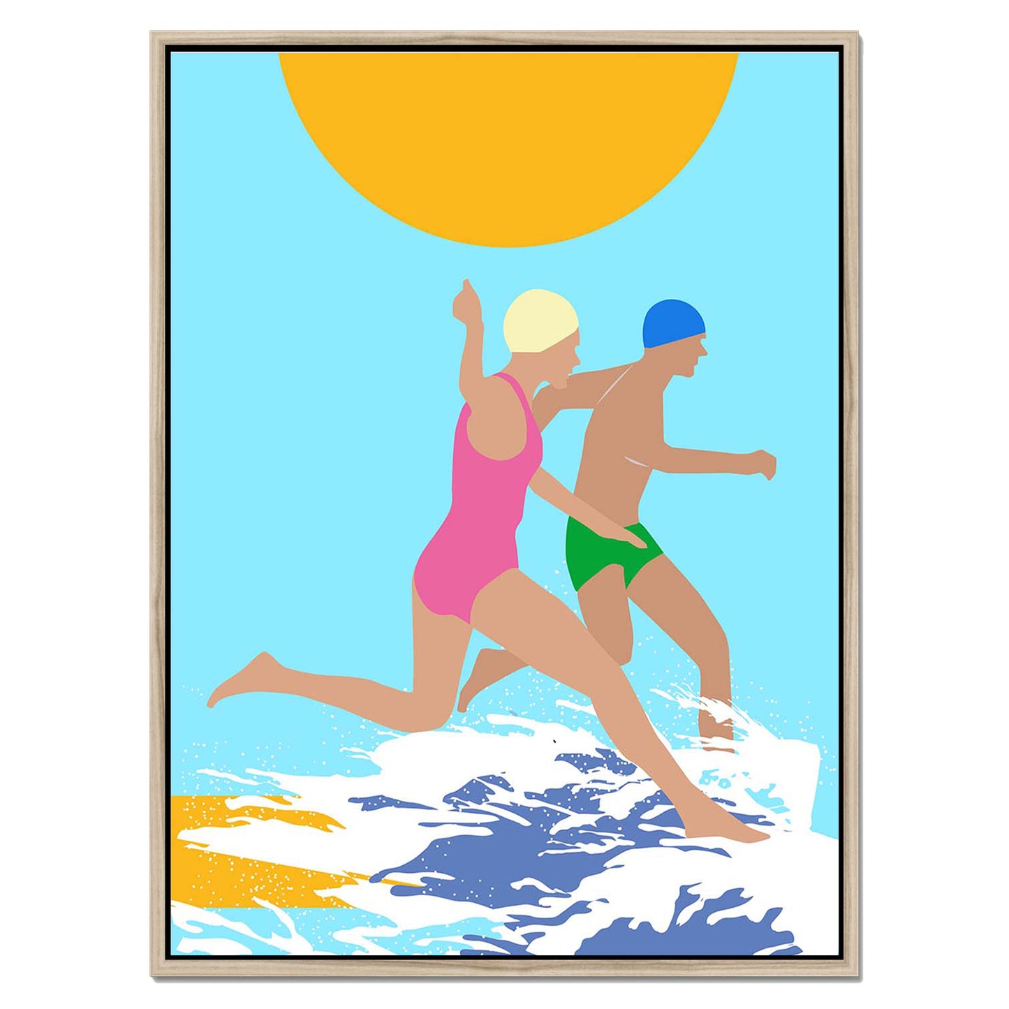 RUNNING SWIMMERS (BLUE) | CANVAS