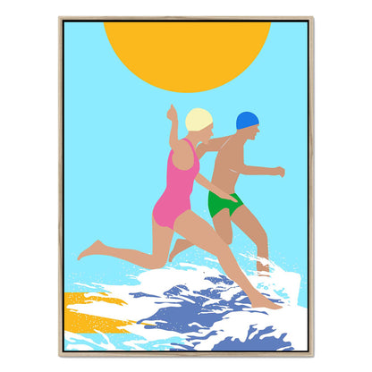 RUNNING SWIMMERS (BLUE) | CANVAS