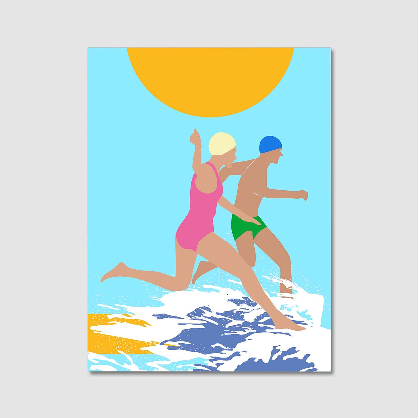 RUNNING SWIMMERS (BLUE) | CANVAS