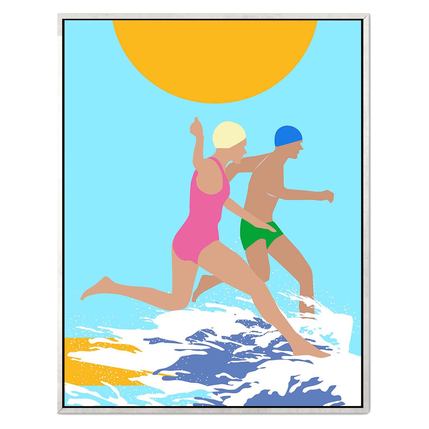 RUNNING SWIMMERS (BLUE) | CANVAS