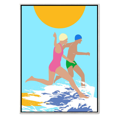 RUNNING SWIMMERS (BLUE) | CANVAS