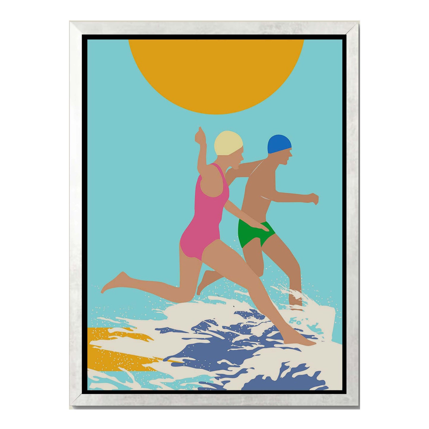 RUNNING SWIMMERS (BLUE) | CANVAS
