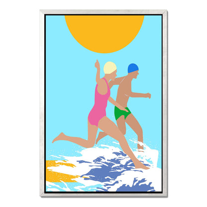 RUNNING SWIMMERS (BLUE) | CANVAS
