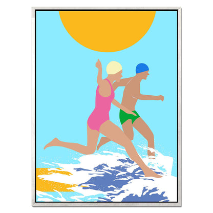 RUNNING SWIMMERS (BLUE) | CANVAS