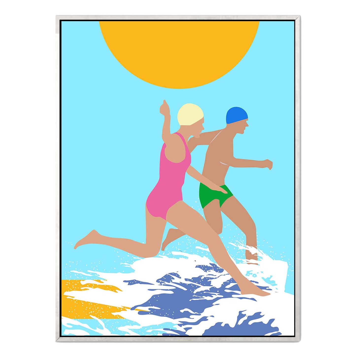 RUNNING SWIMMERS (BLUE) | CANVAS