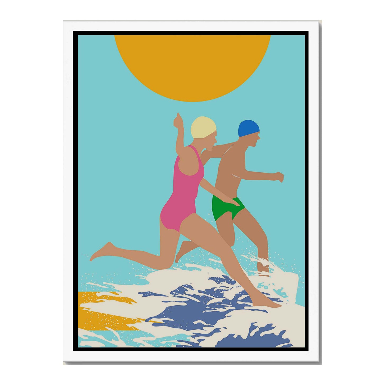 RUNNING SWIMMERS (BLUE) | CANVAS
