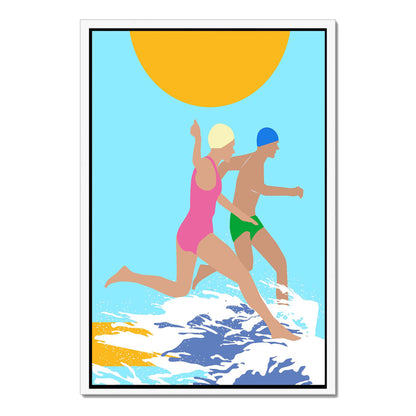 RUNNING SWIMMERS (BLUE) | CANVAS