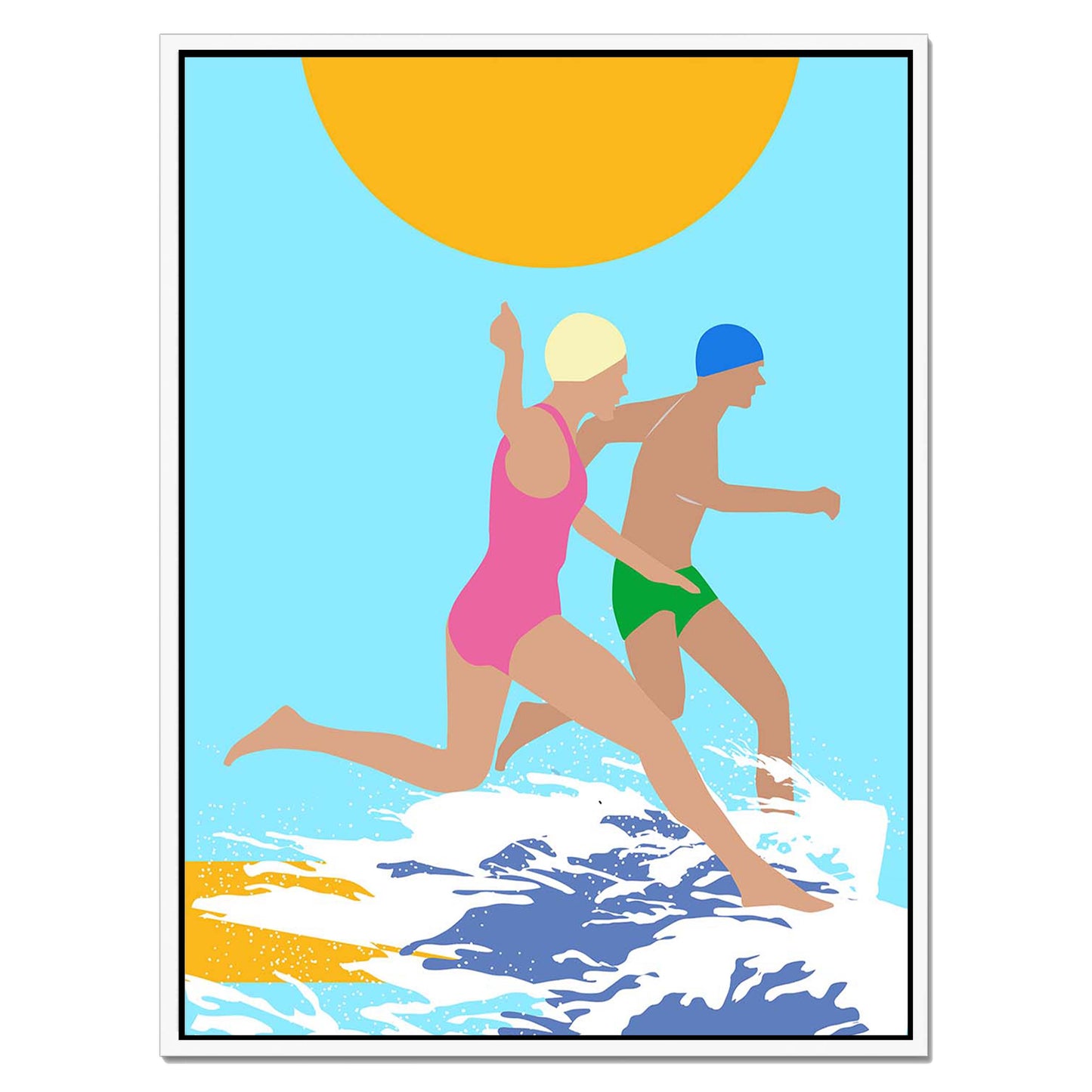 RUNNING SWIMMERS (BLUE) | CANVAS