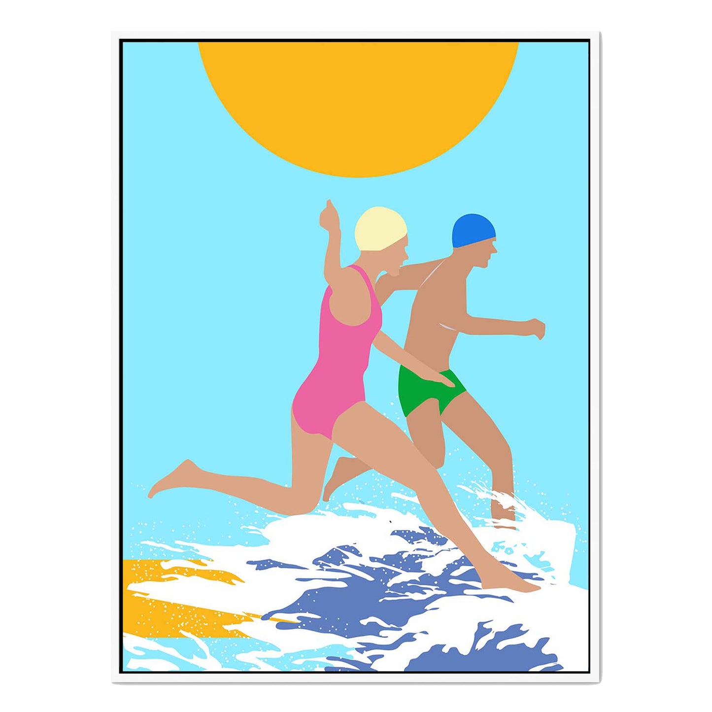 RUNNING SWIMMERS (BLUE) | CANVAS