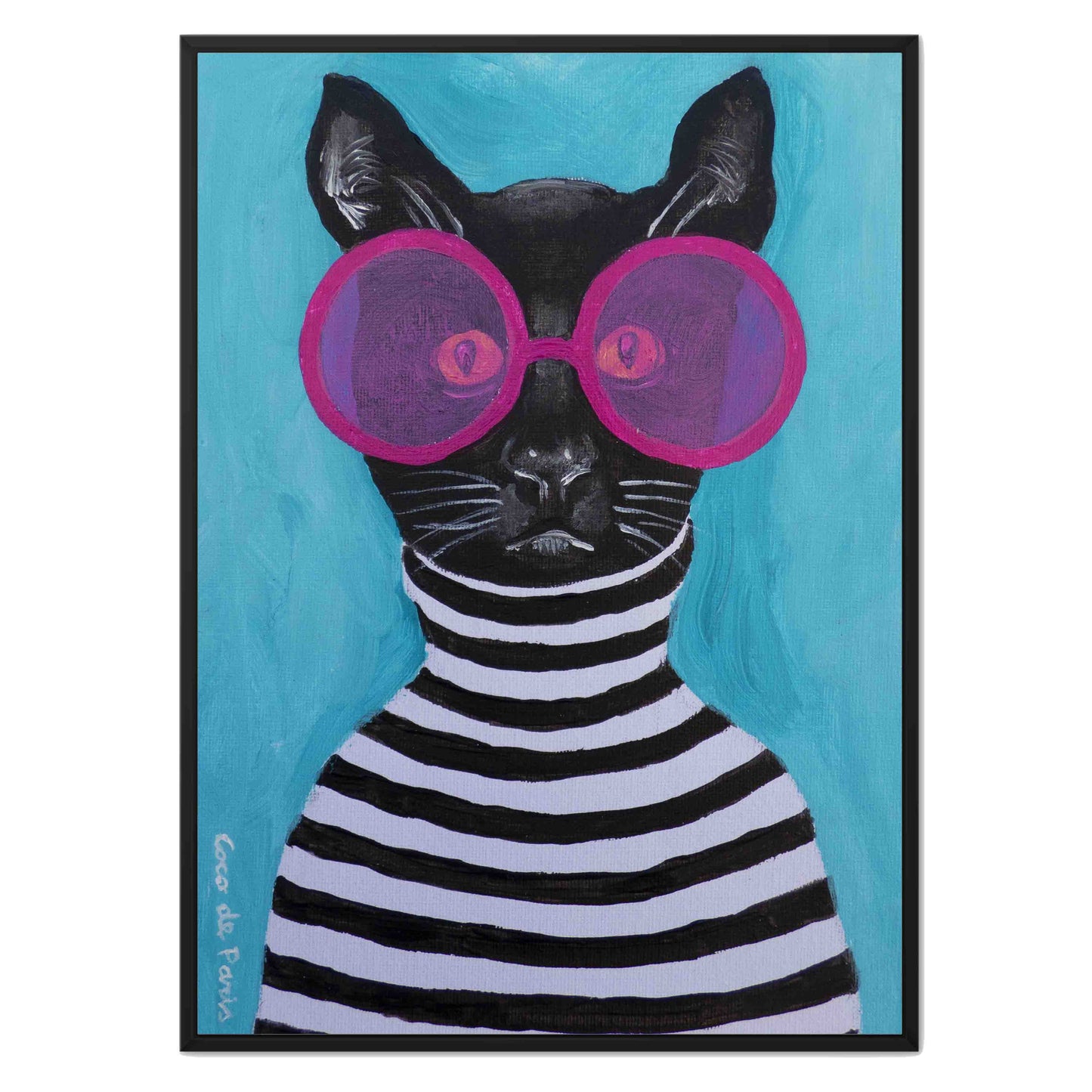 STRIPY BLACK CAT | CANVAS