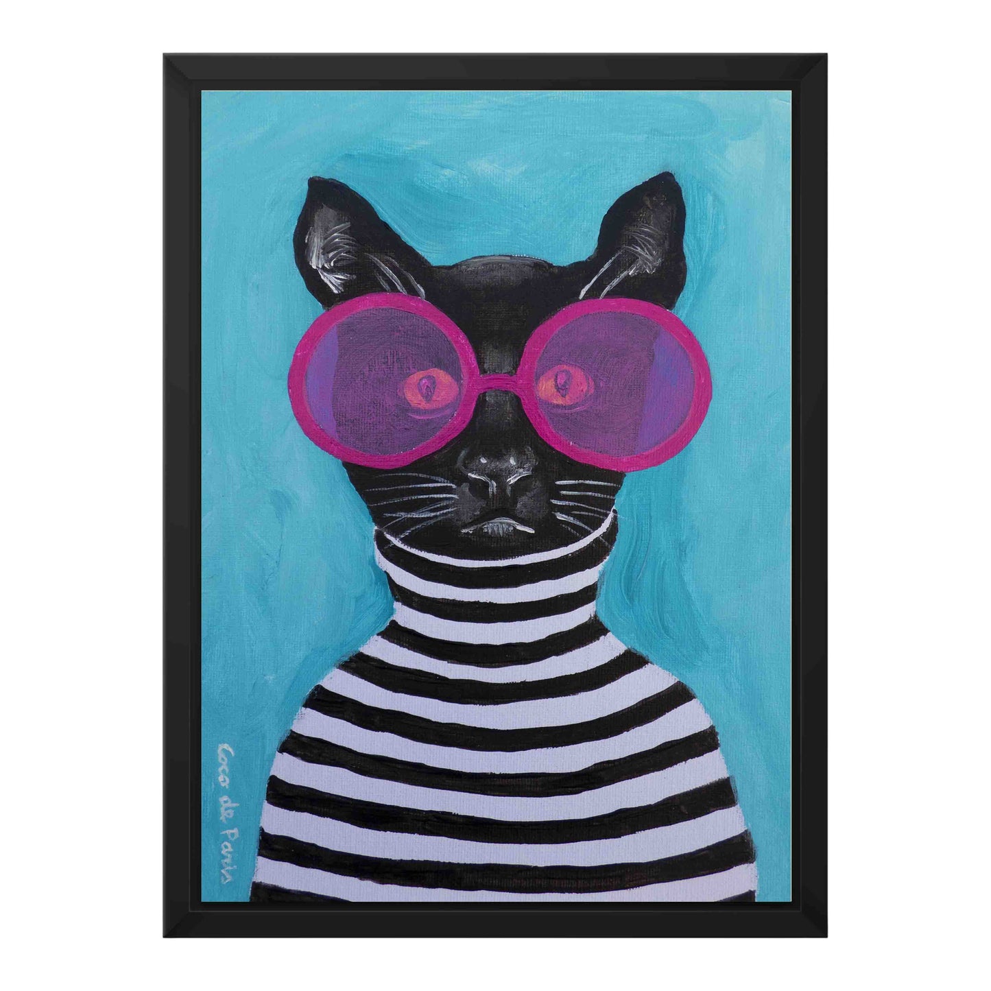 STRIPY BLACK CAT | CANVAS