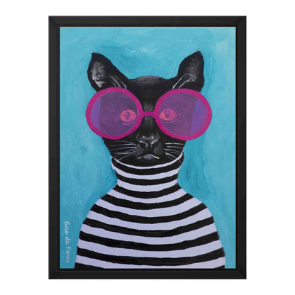 STRIPY BLACK CAT | CANVAS