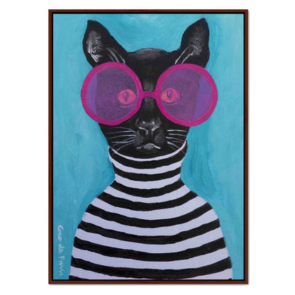STRIPY BLACK CAT | CANVAS