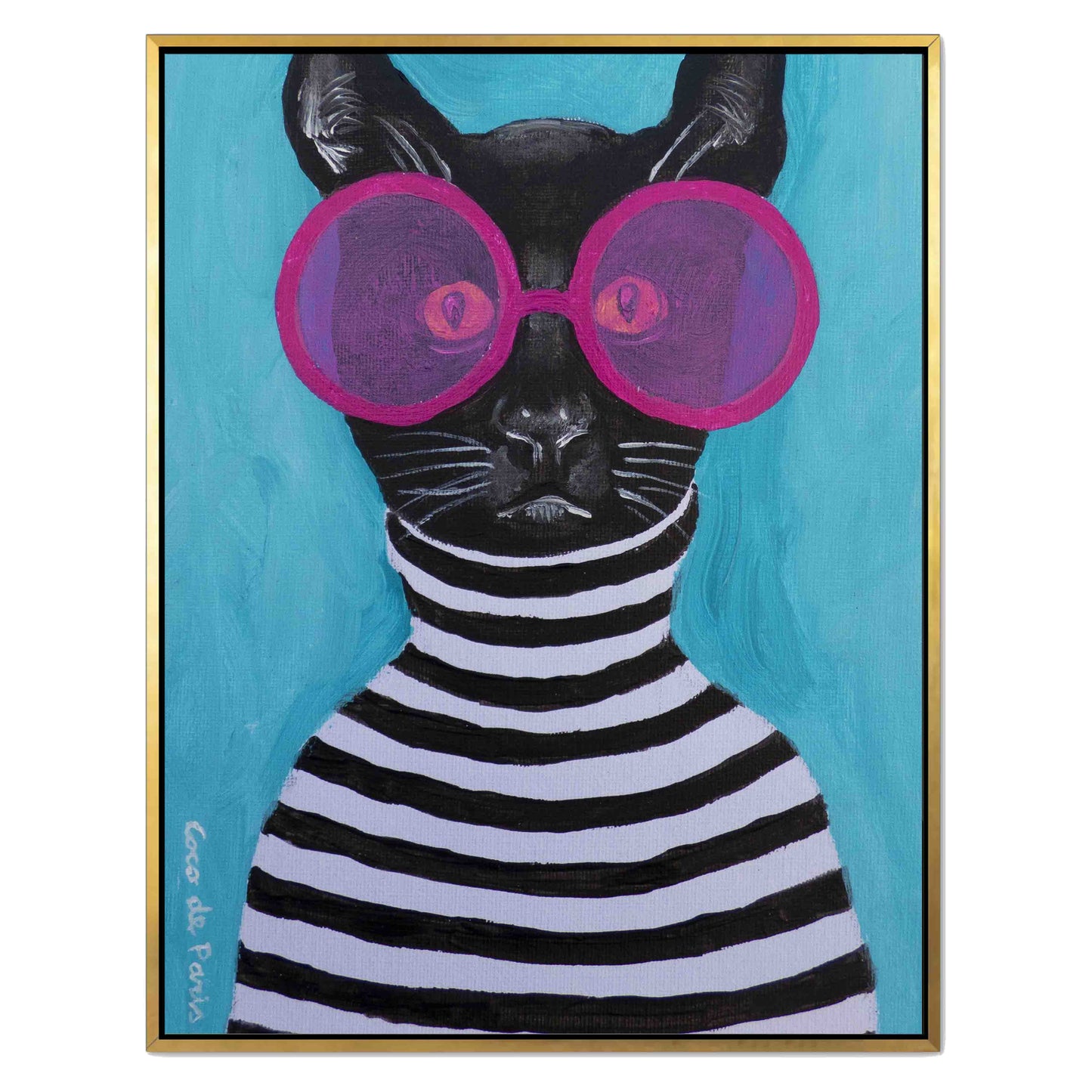 STRIPY BLACK CAT | CANVAS