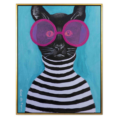 STRIPY BLACK CAT | CANVAS