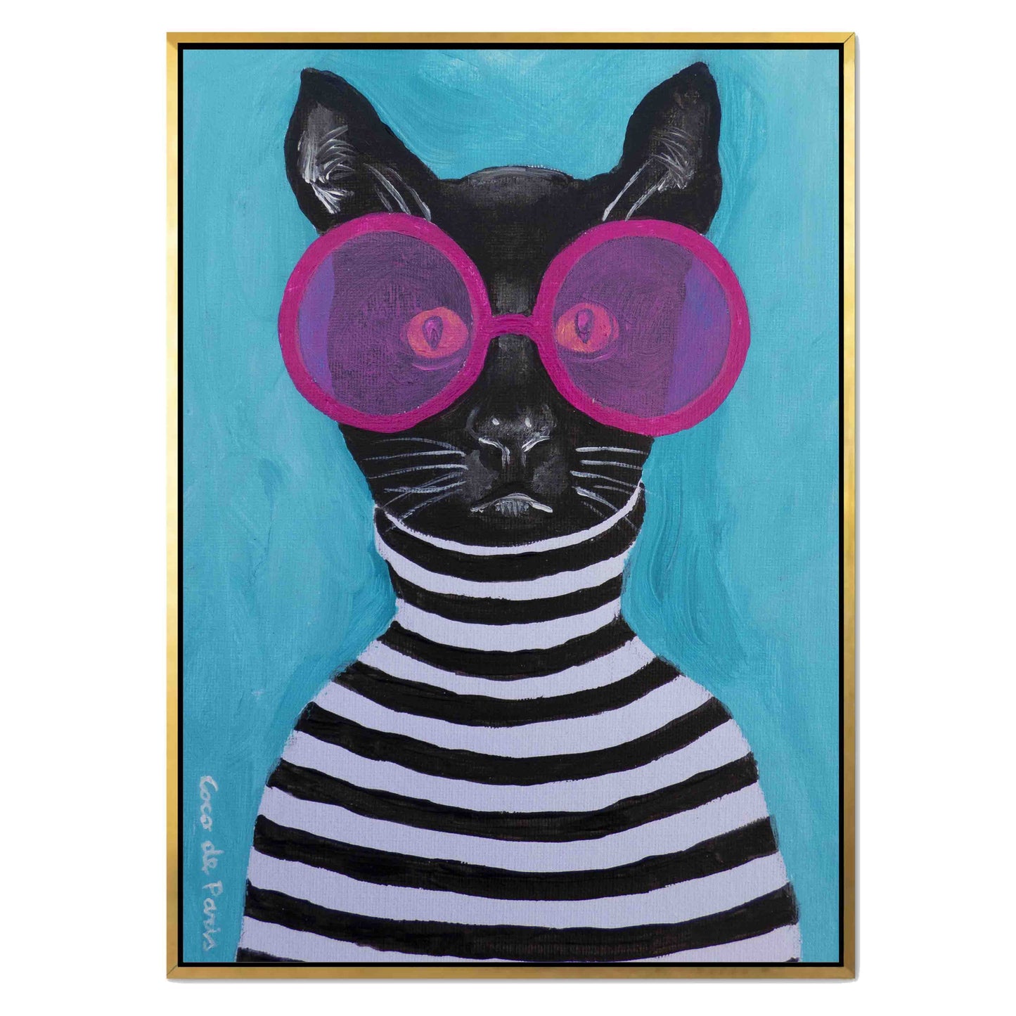 STRIPY BLACK CAT | CANVAS