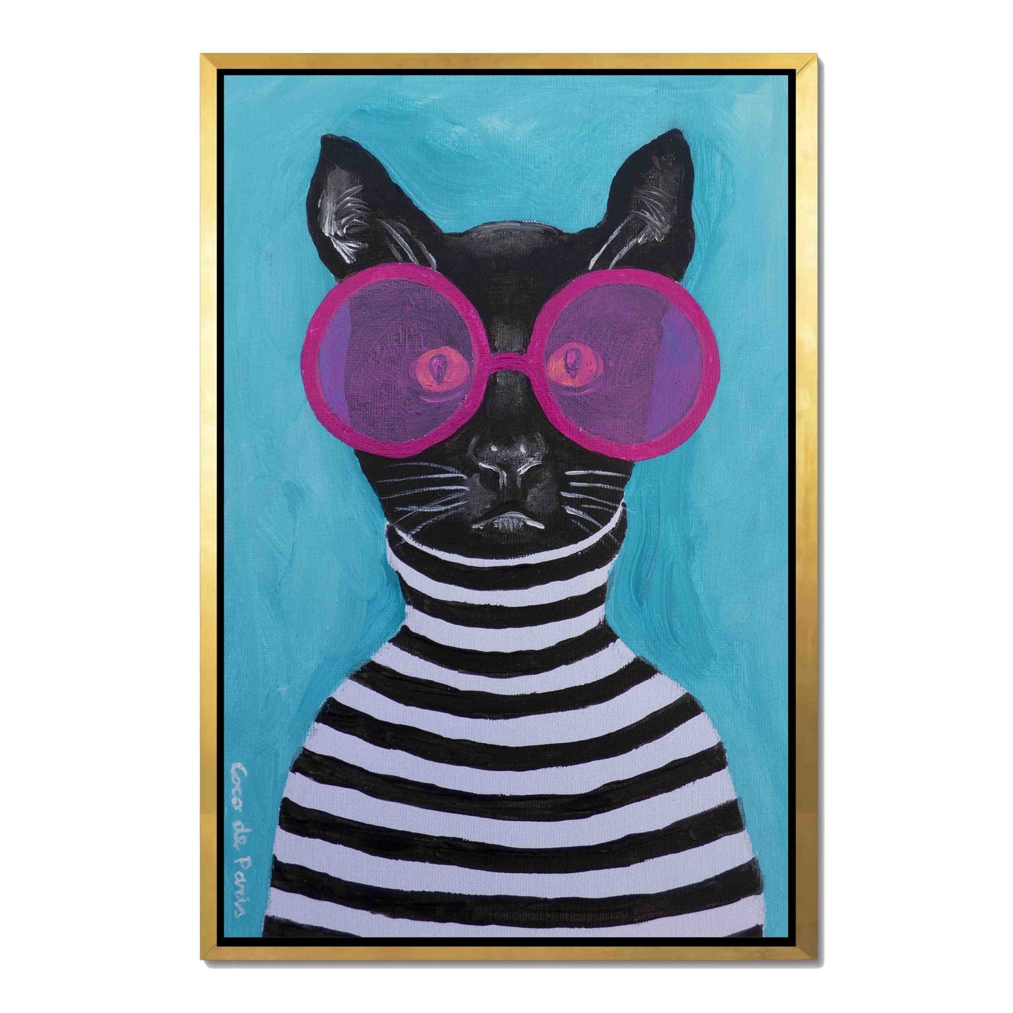 STRIPY BLACK CAT | CANVAS