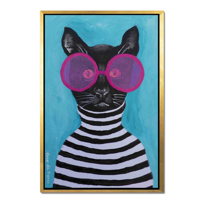 STRIPY BLACK CAT | CANVAS
