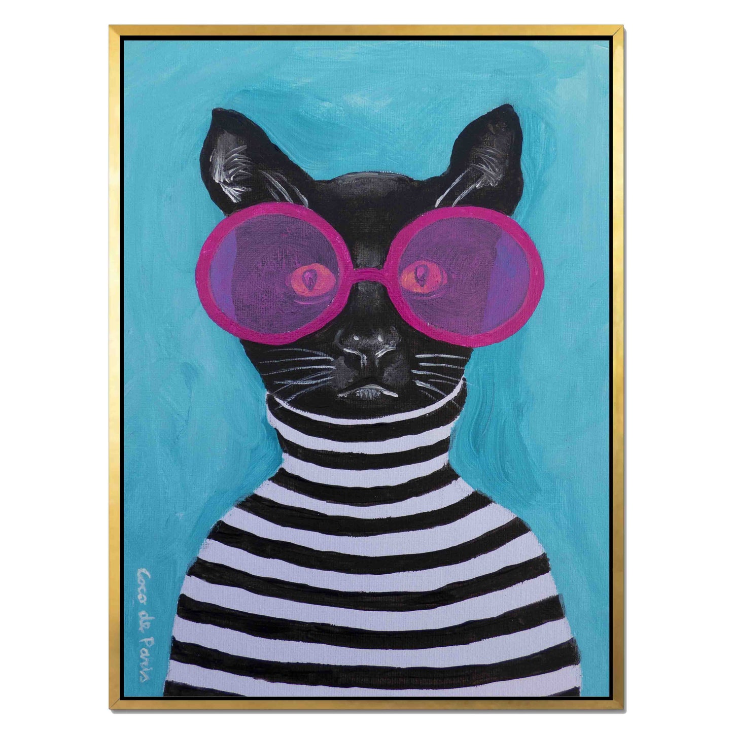 STRIPY BLACK CAT | CANVAS