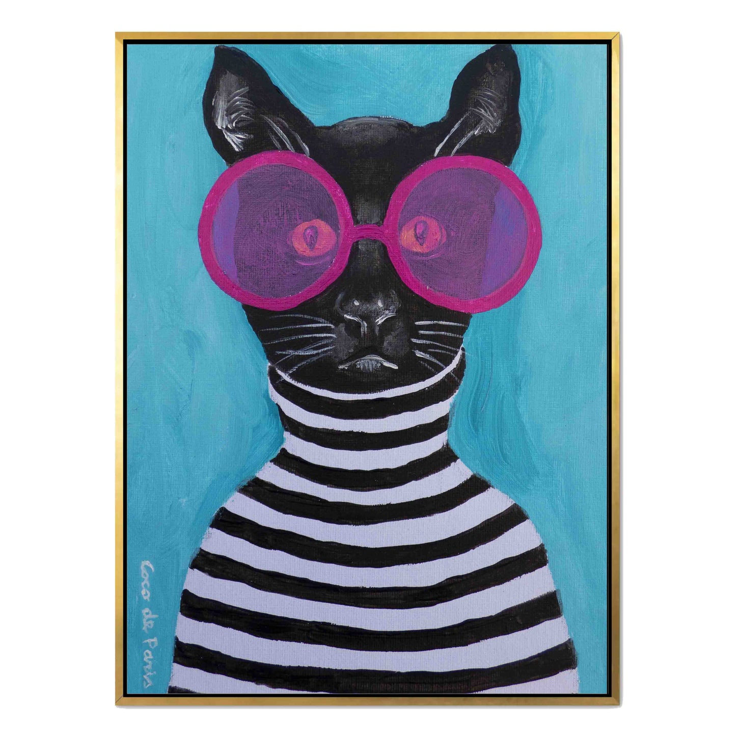 STRIPY BLACK CAT | CANVAS